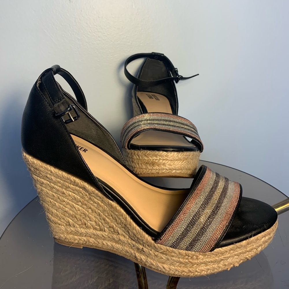 Glitter wedge heels